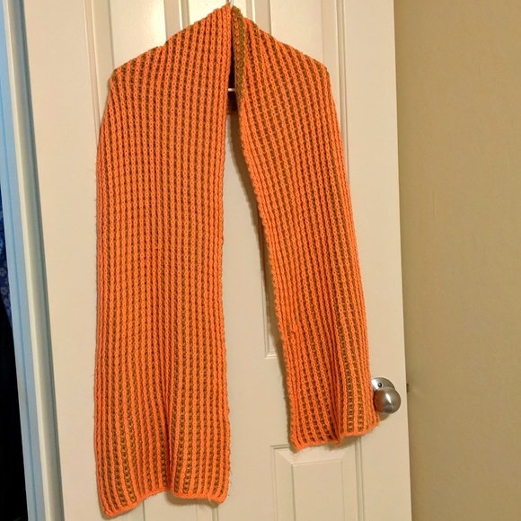 Latte Brown and Orange Knit Scarf - Picture 1 of 4
